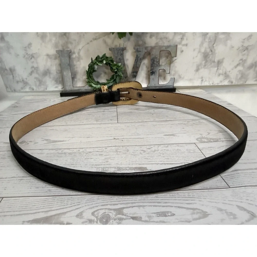 Amiee Lynn Hair On Suede Genuine Leather Animal Print Belt Black Size Medium EUC